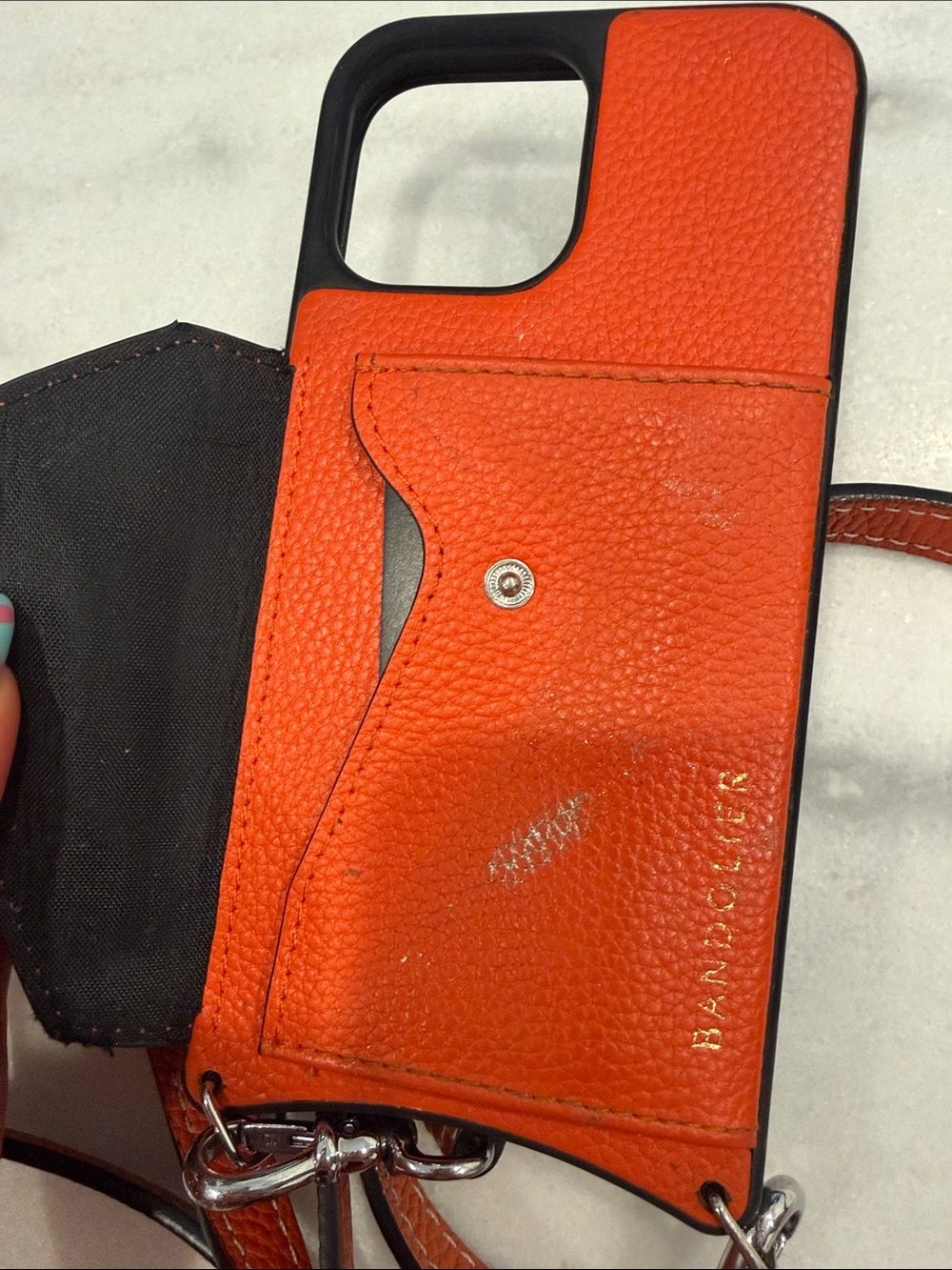 Bandolier burnt Orange Crossbody Wallet Phone Case with Strap iPhone 13 Pro Max - Picture 3 of 5